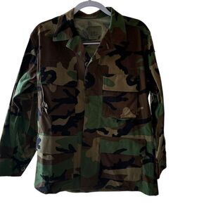 Vintage 90s Men's Camo Military Jacket and Pants Size S Button-Up Short Length